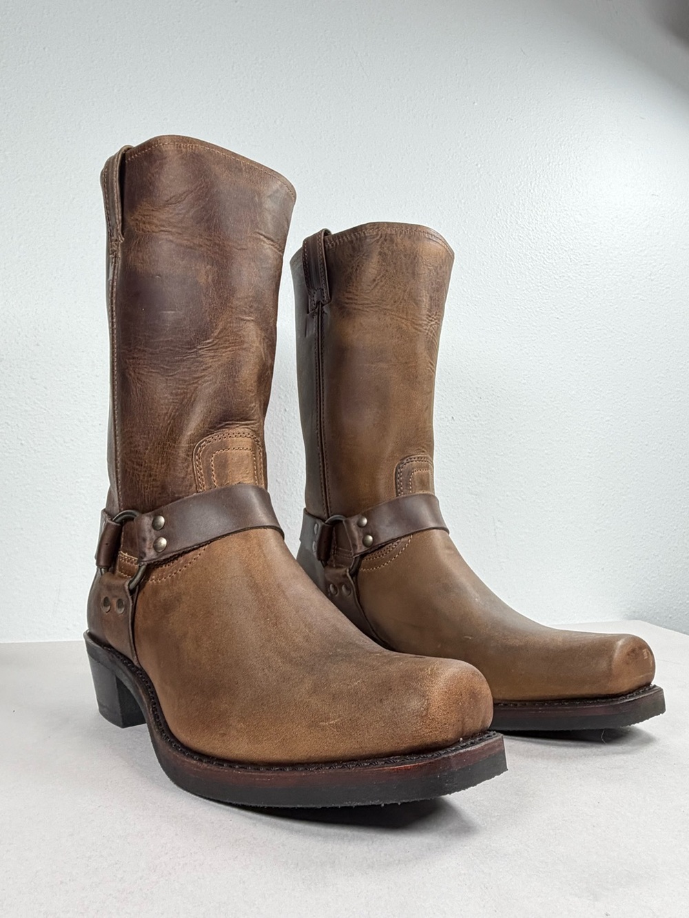 Frye 77300 Women’s Harness Boots Size 11 M Brown Leather 12R Tan Made In USA